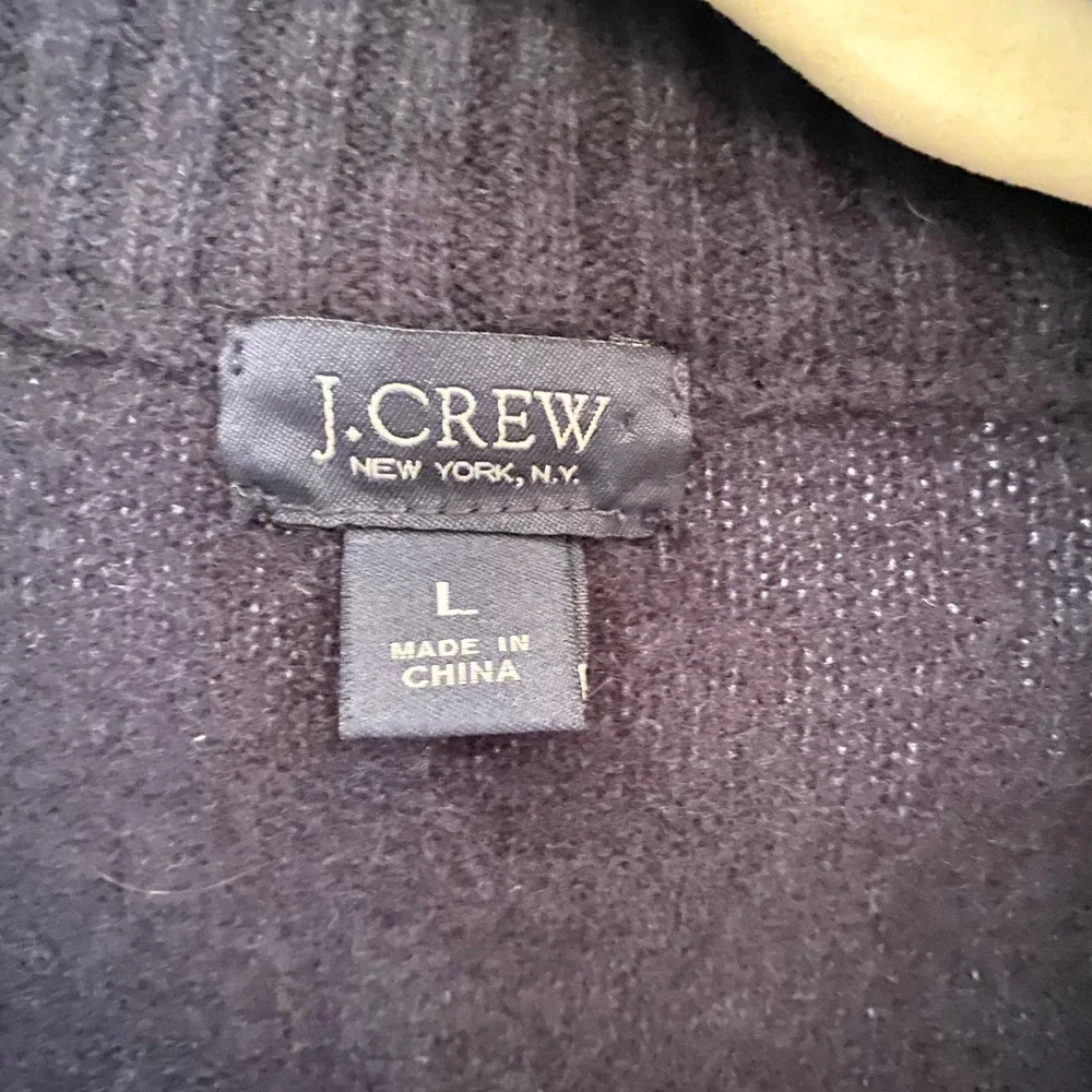 J Crew Mens Navy Blue Merino WoolQuarter‎ Zip Sweater L Long Sleeve Pullover
